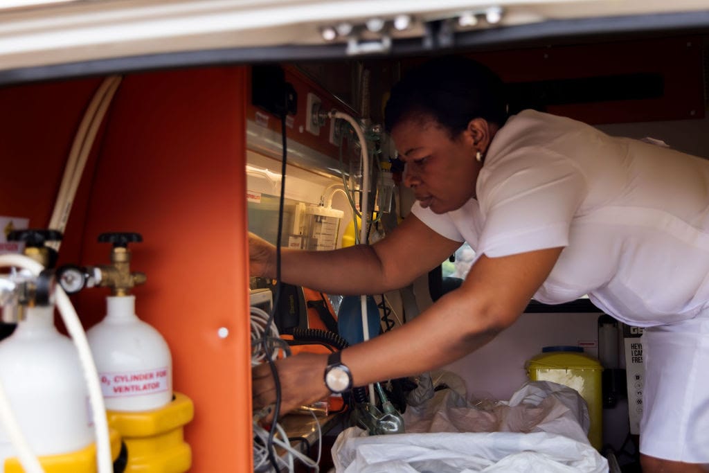 Medic inside Vision Africa Ministries ambulance | AOMH